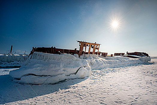 遮盖,冰,贝加尔湖,伊尔库茨克,区域,西伯利亚,俄罗斯