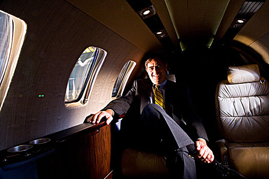 商务人士,坐,小,私人飞机,飞机