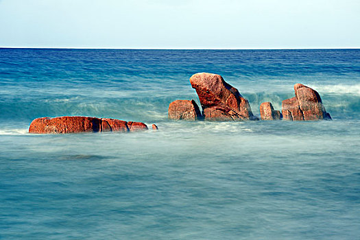 花冈岩,石头,海滩,普拉兰岛,塞舌尔,非洲