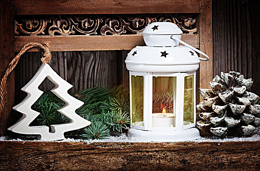 圣诞节,灯笼,木质背景