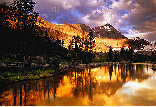 日落,幽鹤国家公园,不列颠哥伦比亚省,加拿大