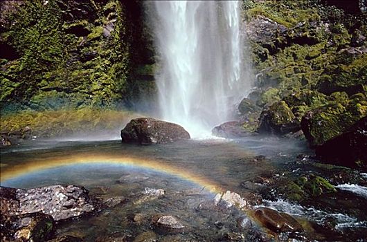 萨瑟兰,瀑布,峡湾国家公园,新西兰