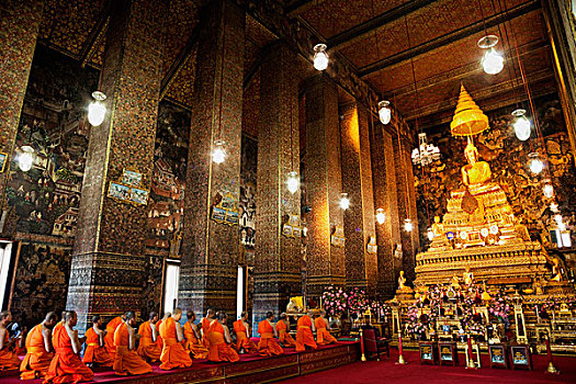 僧侣,祈祷,房间,曼谷