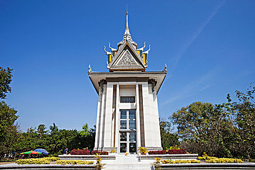 柬埔寨,金边,屠杀场,纪念,佛塔,受害者,杀死,高棉,胭脂