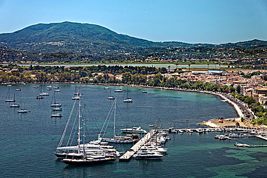 码头,游艇,科孚岛,世界遗产,岛屿,爱奥尼亚群岛,希腊,欧洲