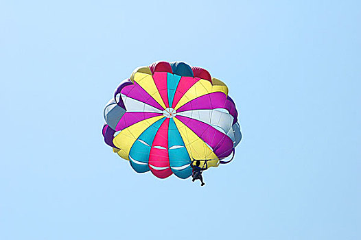 多彩,降落伞,上方,蓝天