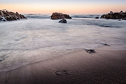 海洋,石头,日出,蒙特利湾,区域,加利福尼亚,美国