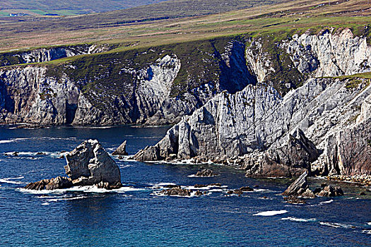 悬崖,靠近,阿基尔岛,梅奥县,省,爱尔兰,欧洲