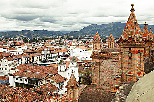 风景,上方,屋顶,昆卡,新,大教堂,正面,省,厄瓜多尔,南美