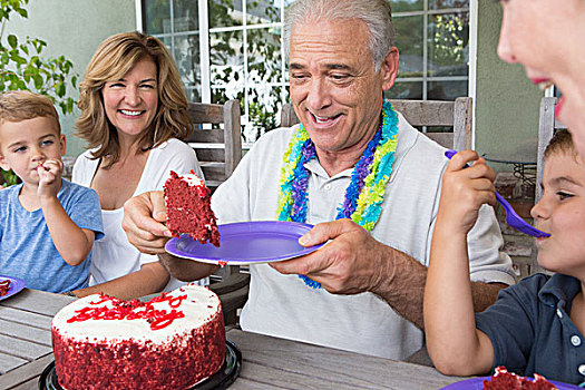 老人,生日蛋糕,聚会,家庭