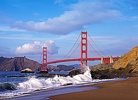 美国,加利福尼亚,金门大桥,海滩