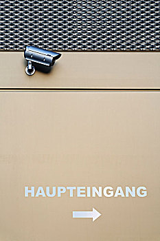 监控摄像机,正门入口,写字楼,北莱茵-威斯特伐利亚,德国,欧洲