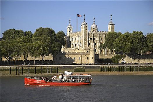 游船,泰晤士河,伦敦塔,入口,罐,风景,水位线
