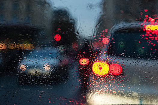 城市交通,窗户,雨