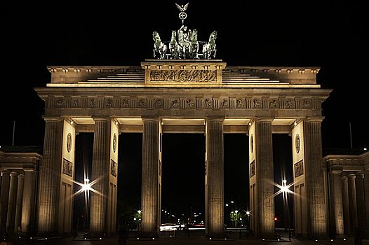 勃兰登堡门,夜晚,柏林,德国,欧洲