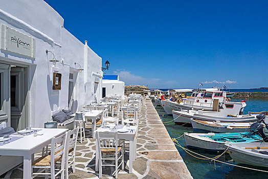 餐馆,港口,帕罗斯岛,基克拉迪群岛,爱琴海,希腊,欧洲