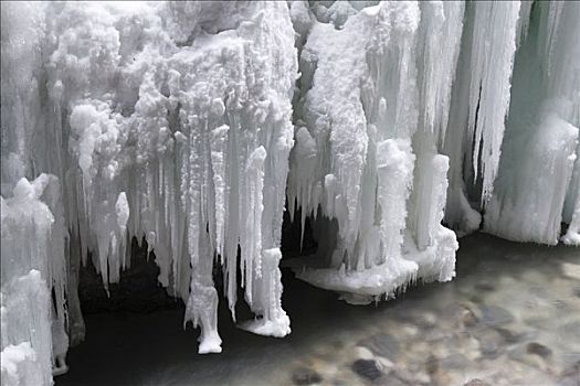 冰柱,峡谷,靠近,加米施帕藤基兴,陆地,上巴伐利亚,巴伐利亚,德国
