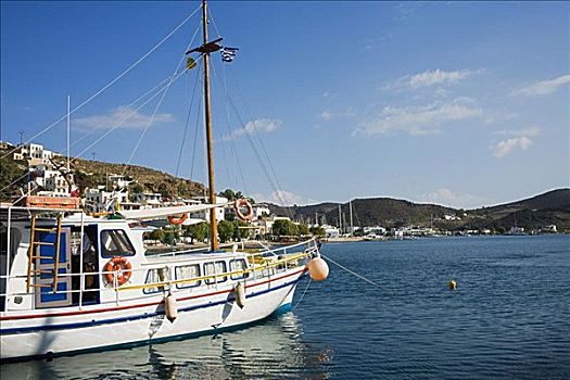 游艇,停泊,港口,帕特莫斯岛,多德卡尼斯群岛,希腊