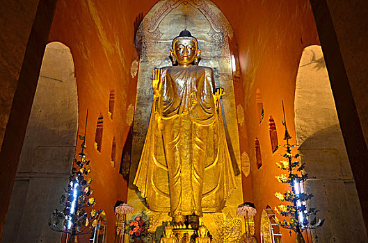 佛,雕塑,阿南达,庙宇,老,蒲甘,异教,缅甸,东南亚,亚洲