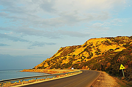 沿岸,道路,罗得斯,多德卡尼斯群岛,爱琴海,看,希腊,欧洲