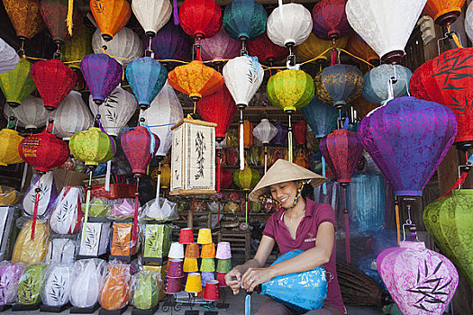 传统,纸灯笼,商店,惠安,越南