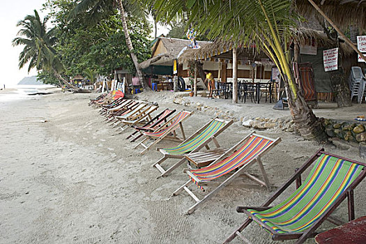亚洲,泰国,苏梅岛,线条,沙滩椅