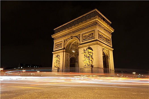 拱形,凯旋门,夜晚,巴黎,法国