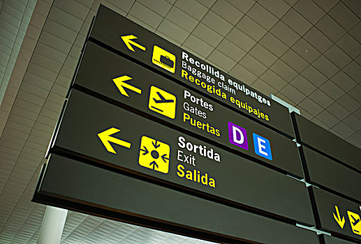 巴塞罗那,机场,航站楼,信息牌,西班牙,欧洲