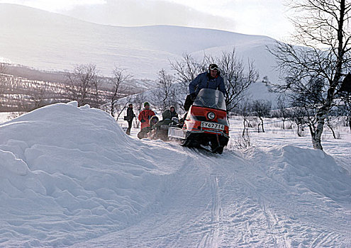 瑞典,雪地车,雪景