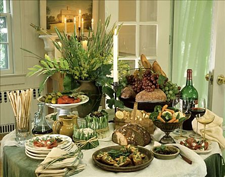 意大利,自助餐,前菜,面包,葡萄酒