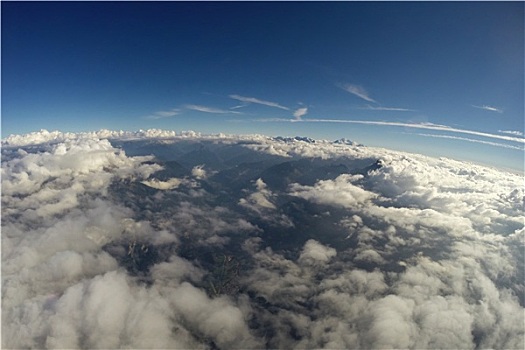 航拍,阿尔卑斯山,云,蓝天