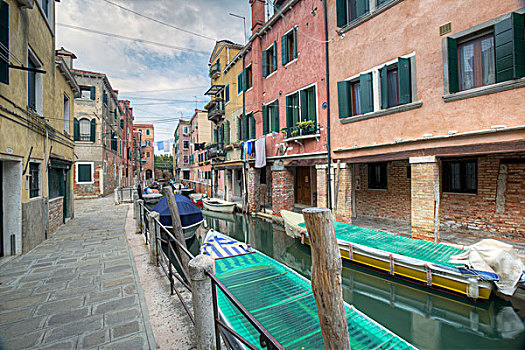 老,房子,运河,威尼斯,威尼托,意大利,欧洲