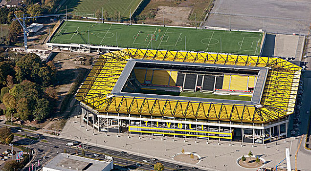 航拍,新,体育场,足球场,2009年,北莱茵-威斯特伐利亚,德国,欧洲