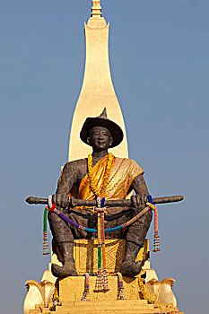 老挝,万象,塔銮寺,雕塑,国王