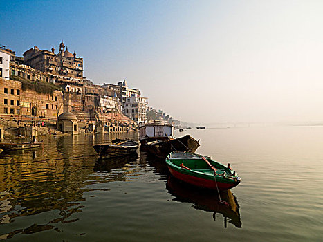 船,瓦腊纳西,城市,印度