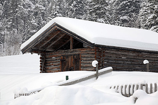 雪,木屋,风景