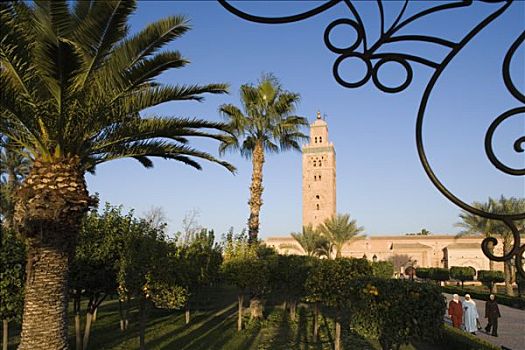 摩洛哥,玛拉喀什,库图比亚清真寺,尖塔