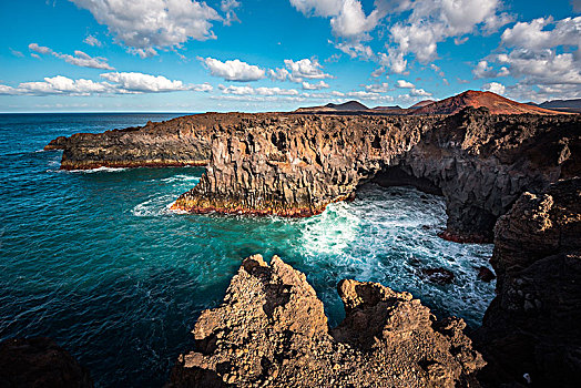 悬崖,蒂玛法雅国家公园,兰索罗特岛,加纳利群岛,西班牙,欧洲