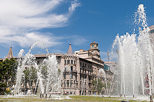 喷泉,加泰罗尼亚,市中心,巴塞罗那,西班牙,欧洲