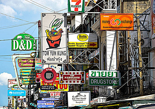 广告标识,道路,曼谷,泰国,亚洲