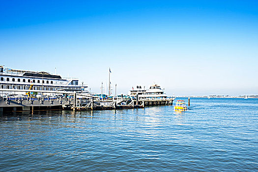 码头,船,蓝天,旧金山