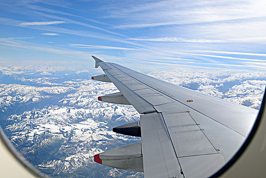 翼,飞机,风景,窗户,雪山,奥地利,阿尔卑斯山,欧洲