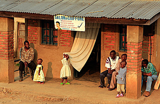 女孩,户外,美发沙龙,乡村,靠近,国家公园,卢旺达