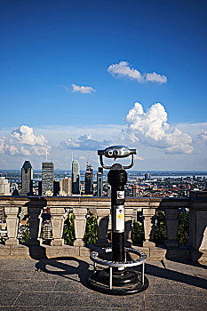 投币设备,双筒望远镜,市区,城市,蓝天,蒙特利尔,魁北克,加拿大