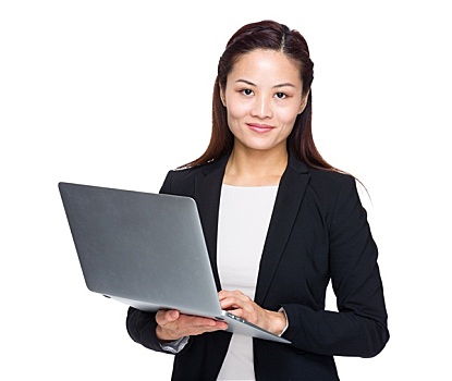亚洲人,职业女性,拿着,笔记本电脑