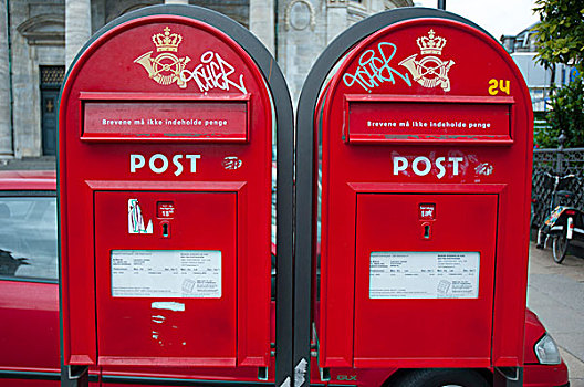 丹麦,哥本哈根,鲜明,红色,邮箱