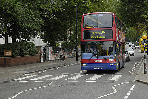 英格兰,伦敦,木头,红色,双层巴士,停止,著名,人行横道,教堂,道路,特征,遮盖