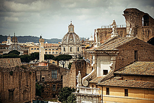 罗马,古罗马广场,遗址,古建筑,屋顶,风景,意大利