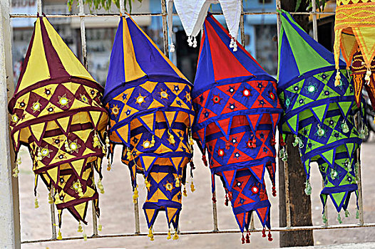 灯笼,纪念品,克久拉霍,中央邦,印度,亚洲