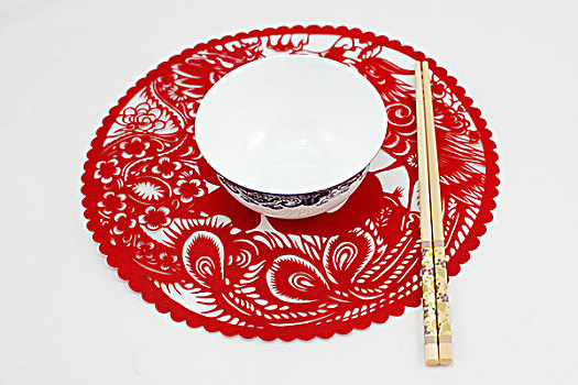 筷子,碗,剪纸